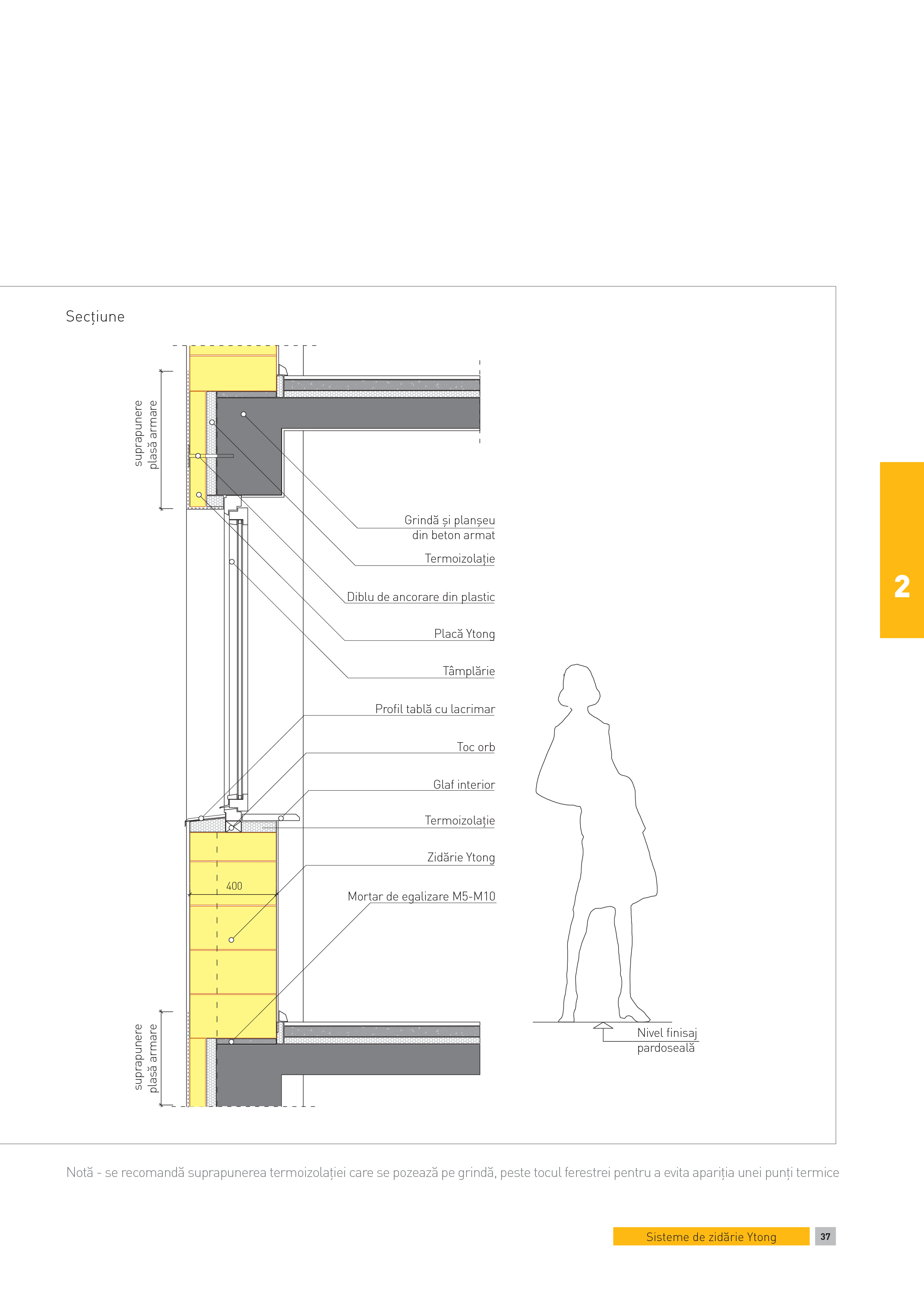 Pagina 1 - CAD-PDF Detaliu de tamplarie - perete exterior monostrat. Racord fereastra cu parapet...