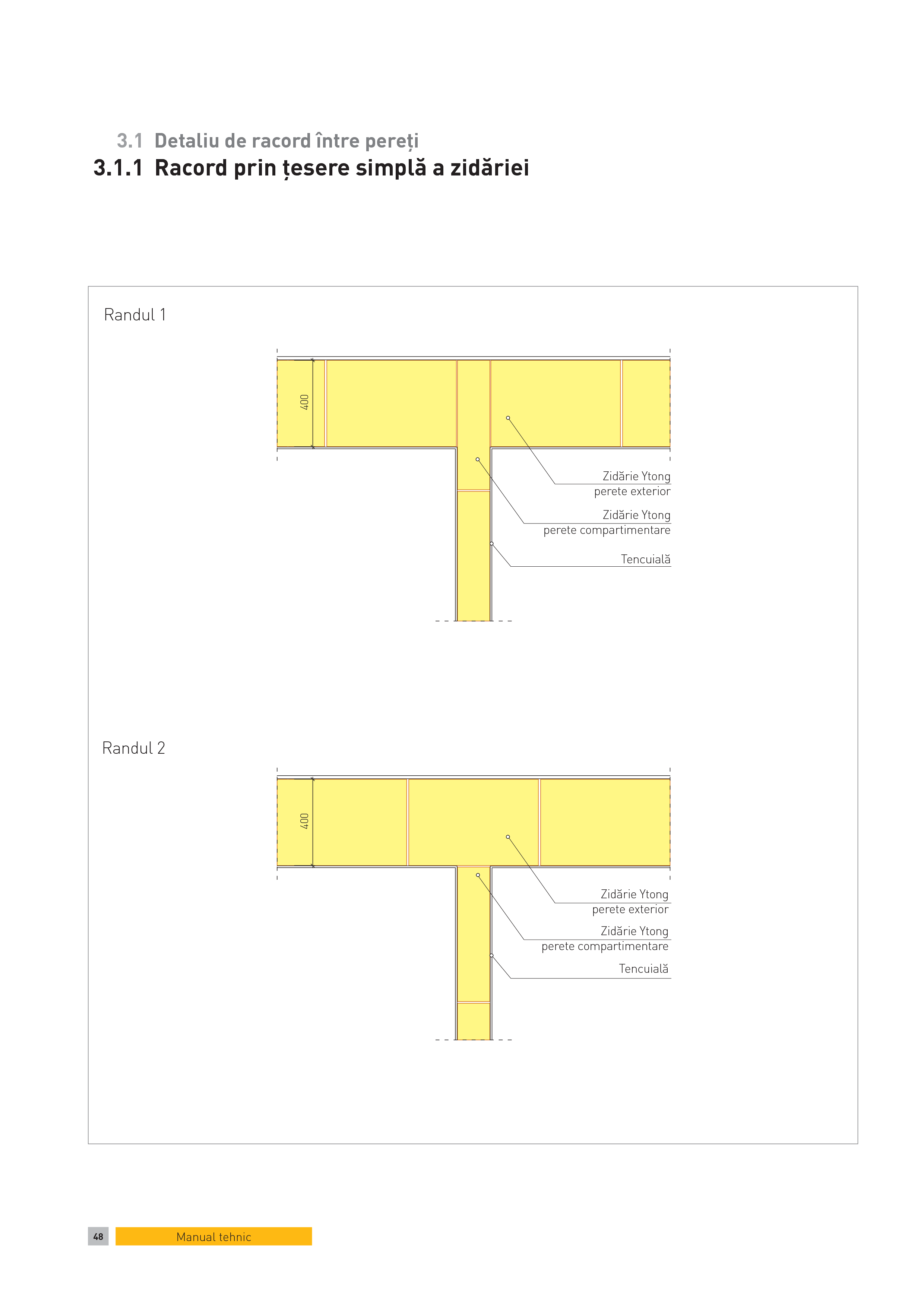 Pagina 1 - CAD-PDF Detaliu de racord intre pereti. Racord prin tesere simpla a zidariei YTONG...