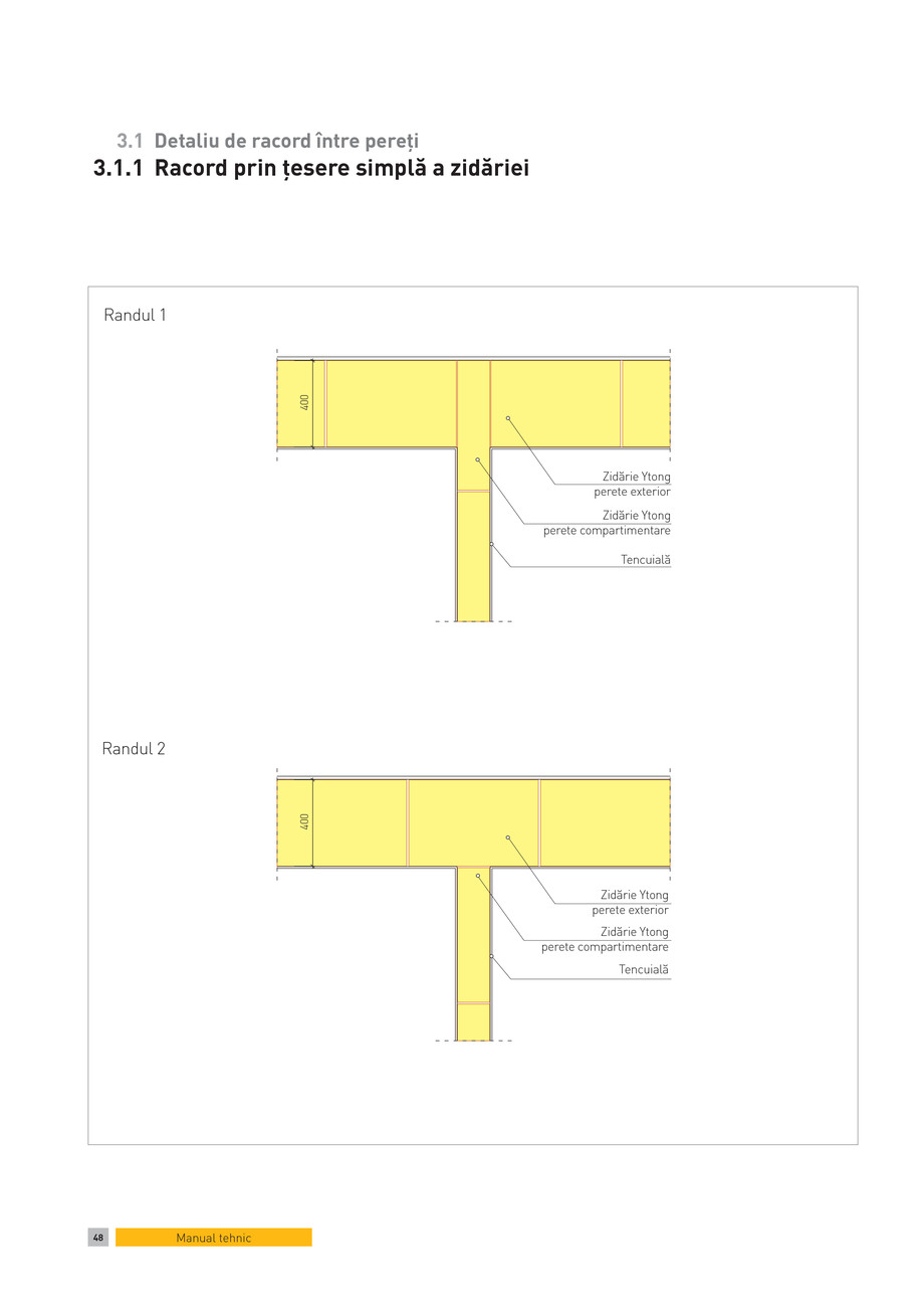 Pagina 1-CAD-PDF Detaliu de racord intre pereti. Racord prin tesere simpla a zidariei YTONG Detaliu de montaj...