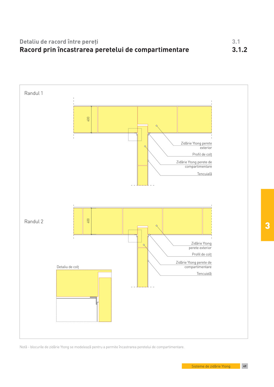 Pagina 1-CAD-PDF Detaliu de racord intre pereti. Racord prin incastrarea peretelui de compartimentare YTONG...