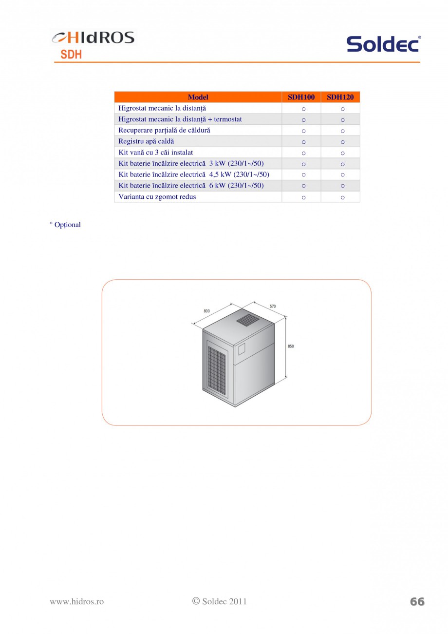 Pagina 4-Centrala de dezumidificare pentru piscine Soldec SDH Fisa tehnica Romana ce influen ează direct în...