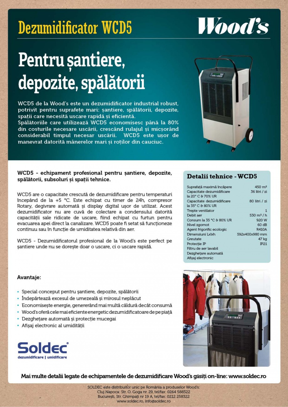 Pagina 1-Dezumidificator profesional Wood's WCD5 Fisa tehnica Romana 