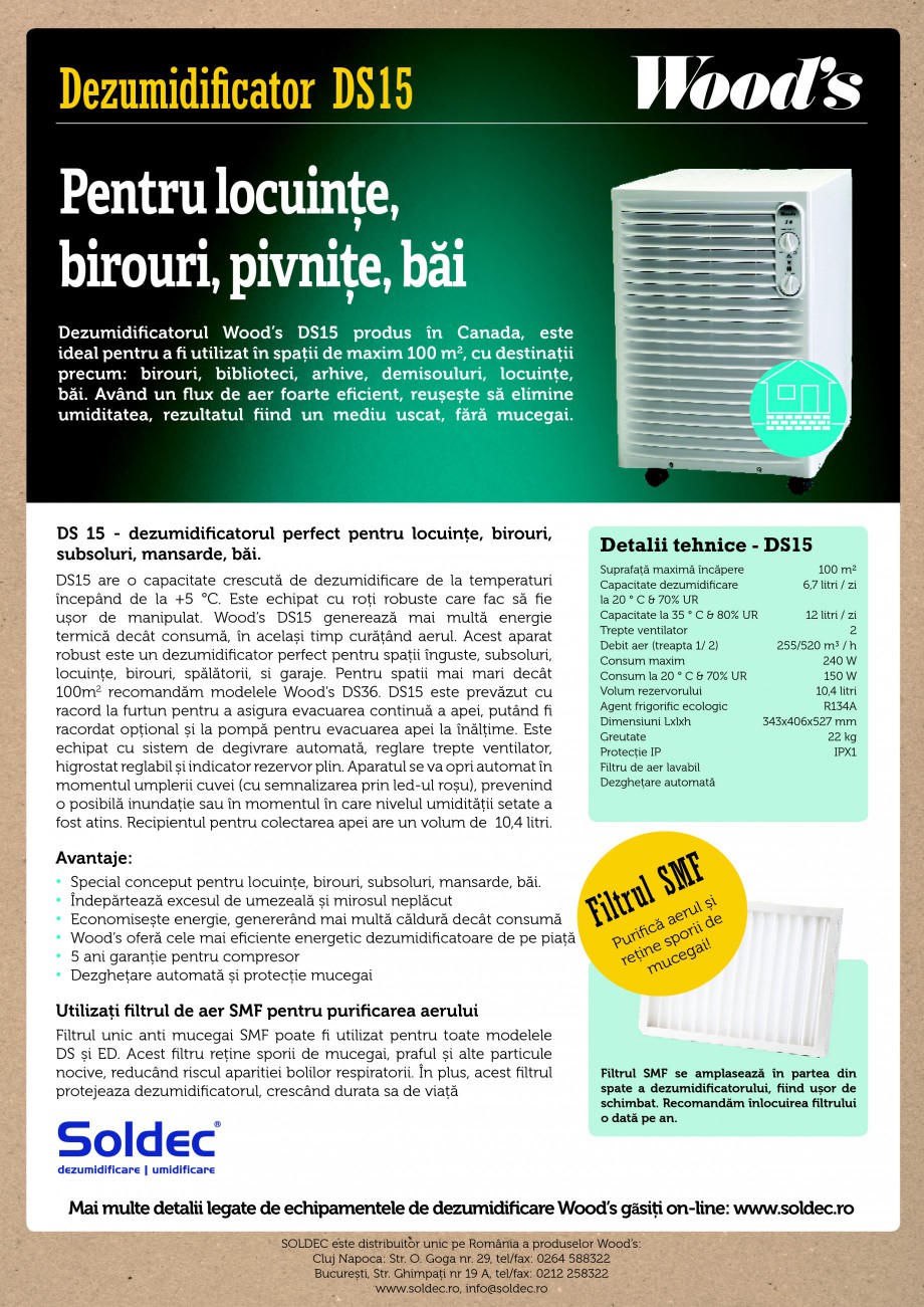 Pagina 1-Dezumidificator profesional Wood's DS15 Fisa tehnica Romana Dezumidificator DS15

Pentru...