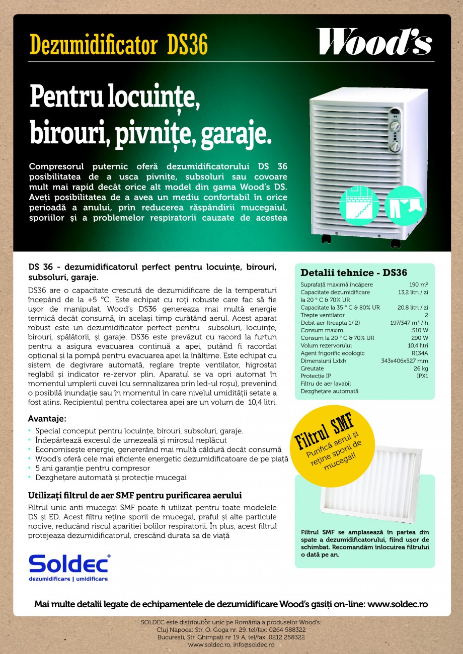 Pagina 1-Dezumidificator profesional Wood's DS36 Fisa tehnica Romana Dezumidificator DS36

Pentru...