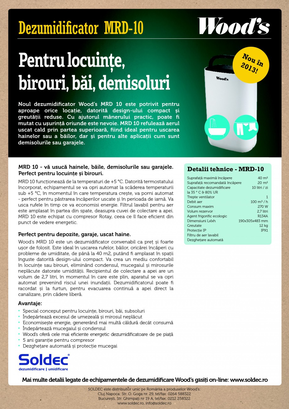 Pagina 1-Dezumidificator profesional Wood's MRD-10 Fisa tehnica Romana Dezumidificator MRD-10

Pentru...