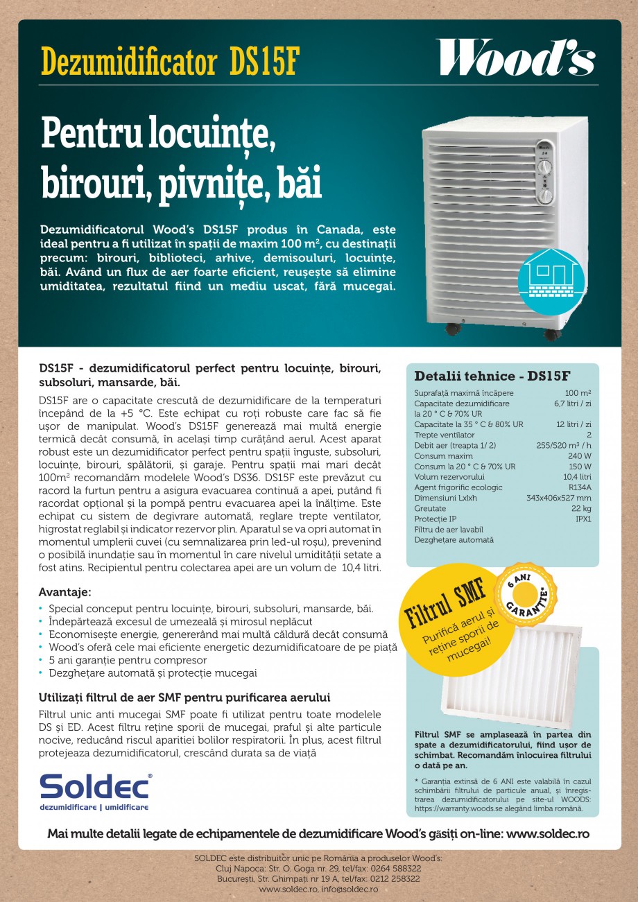 Pagina 1-Dezumidificator profesional Wood's DS15F Fisa tehnica Romana Dezumidificator DS15F

Pentru...