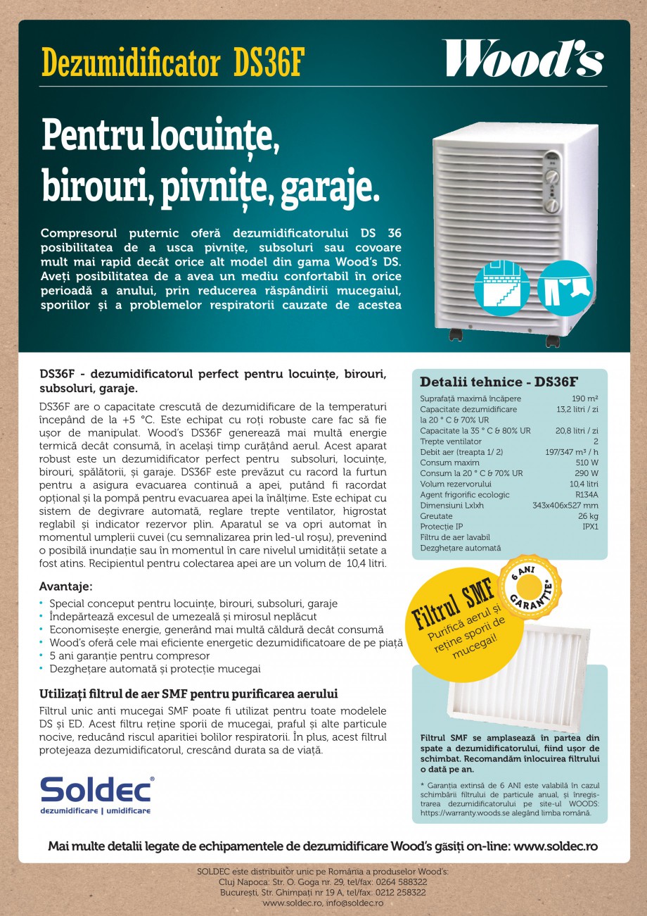 Pagina 1-Dezumidificator profesional Wood's DS36F Fisa tehnica Romana Dezumidificator DS36F

Pentru...