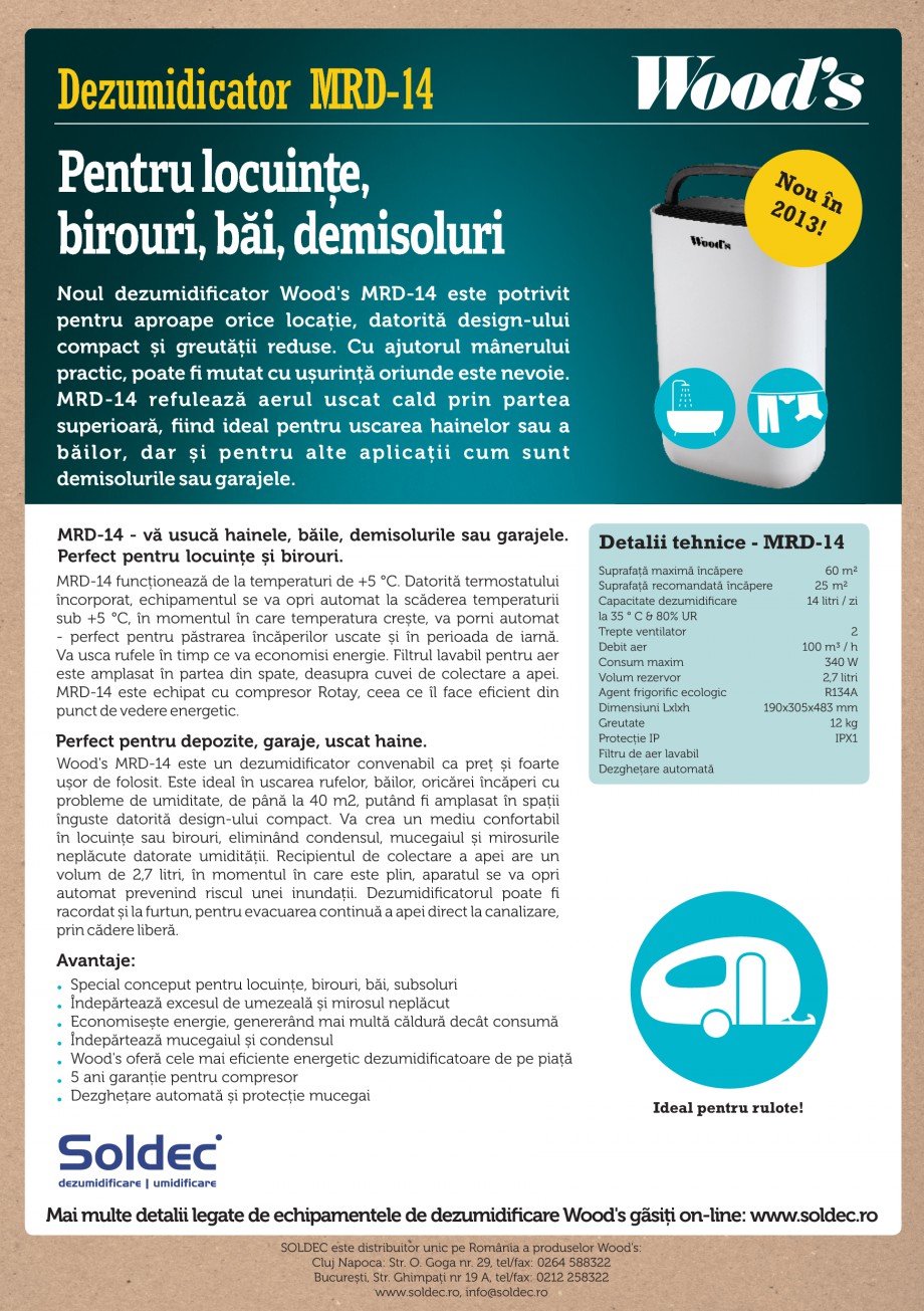 Pagina 1-Dezumidificator profesional Wood's MRD-14 Fisa tehnica Romana Dezumidicator MRD-14

Pentru...