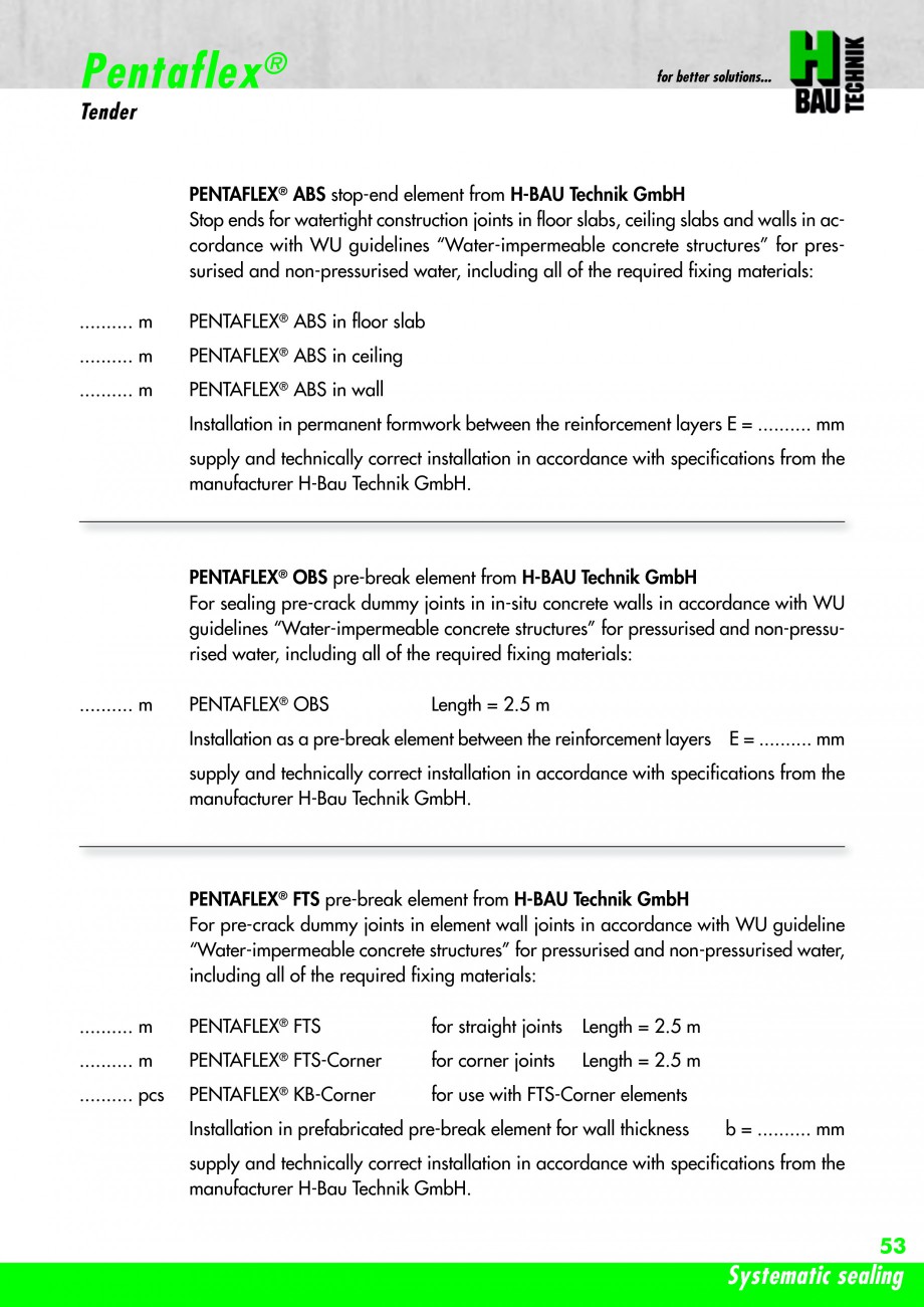 Pagina 55 - Hidroizolatie pentru rosturi de turnare H-BAU Technik PENTAFLEX Catalog, brosura Engleza...