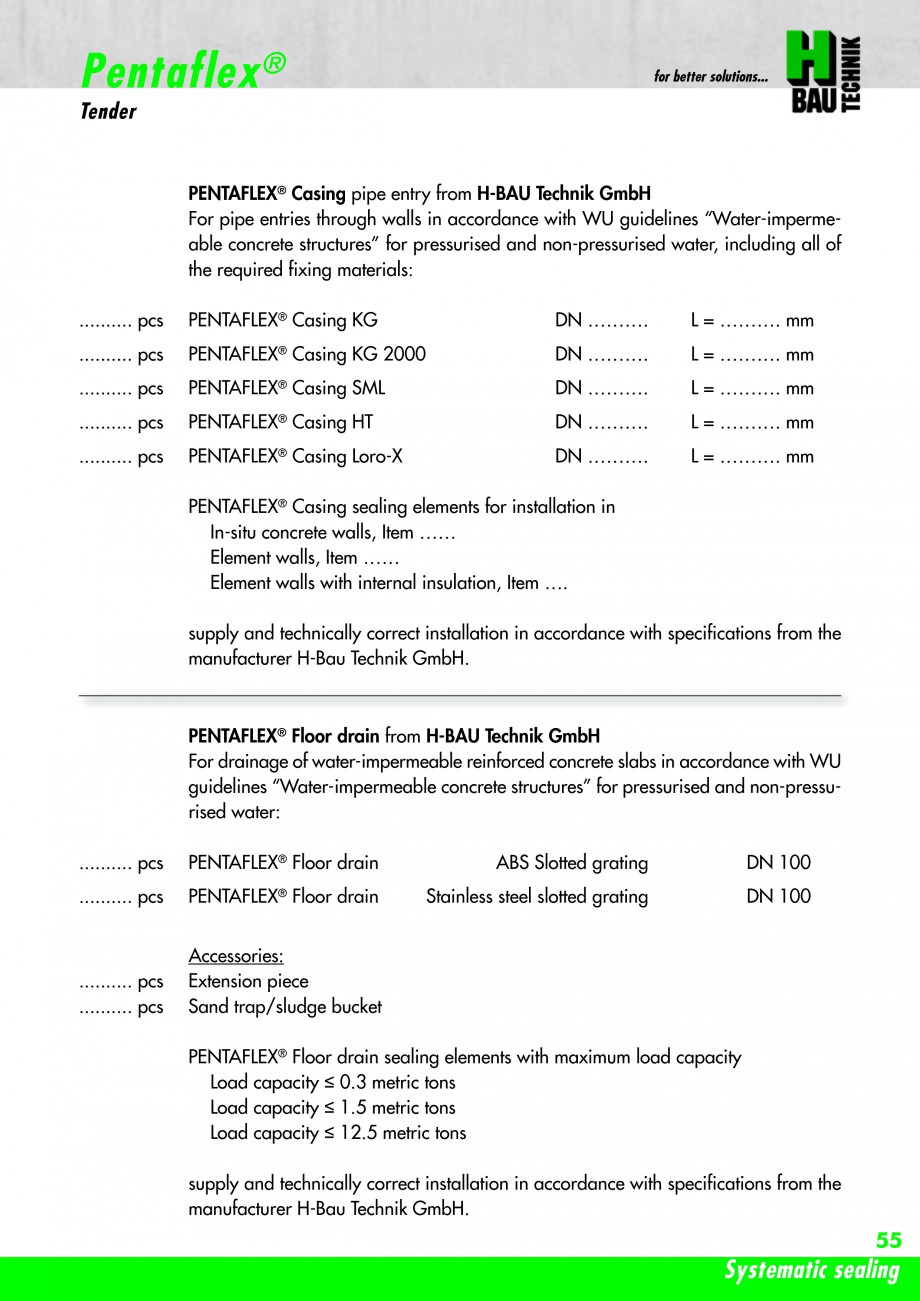 Pagina 57 - Hidroizolatie pentru rosturi de turnare H-BAU Technik PENTAFLEX Catalog, brosura Engleza...
