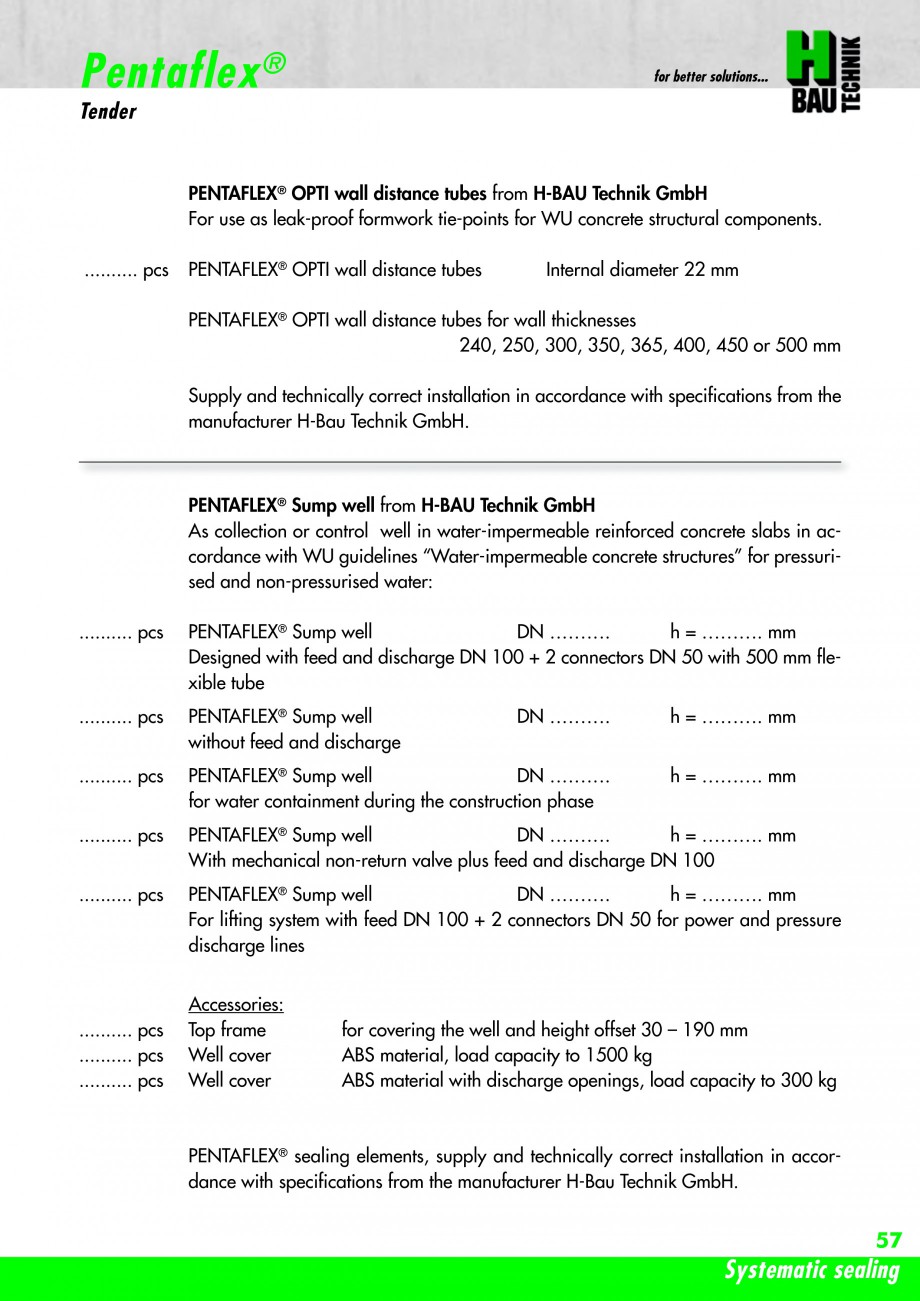 Pagina 59 - Hidroizolatie pentru rosturi de turnare H-BAU Technik PENTAFLEX Catalog, brosura Engleza...