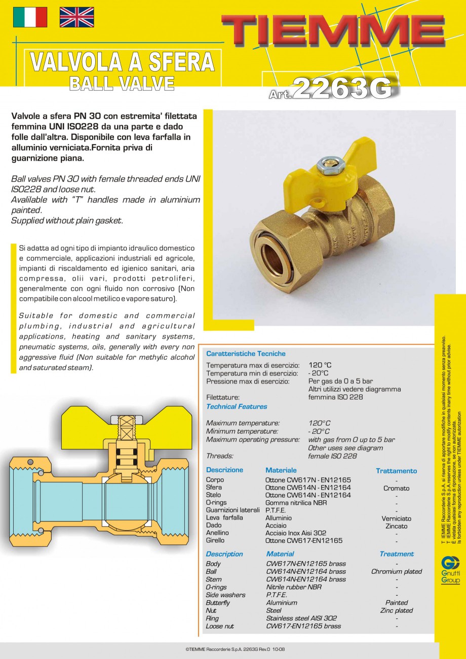 Pagina 1-Robinet cu sfera pentru gaz TIEMME TORNADO Fisa tehnica Romana 
