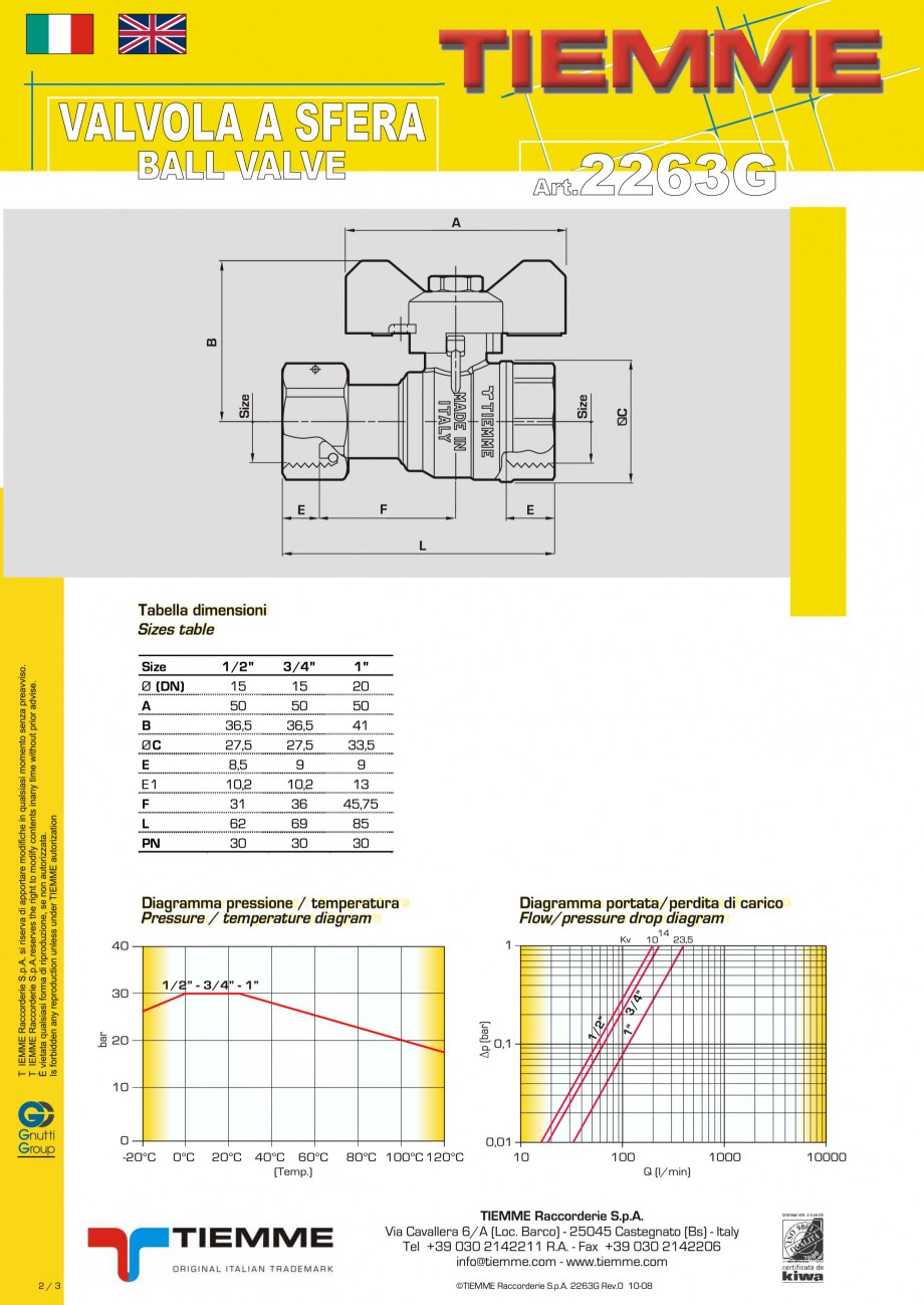 Pagina 2-Robinet cu sfera pentru gaz TIEMME TORNADO Fisa tehnica Romana 