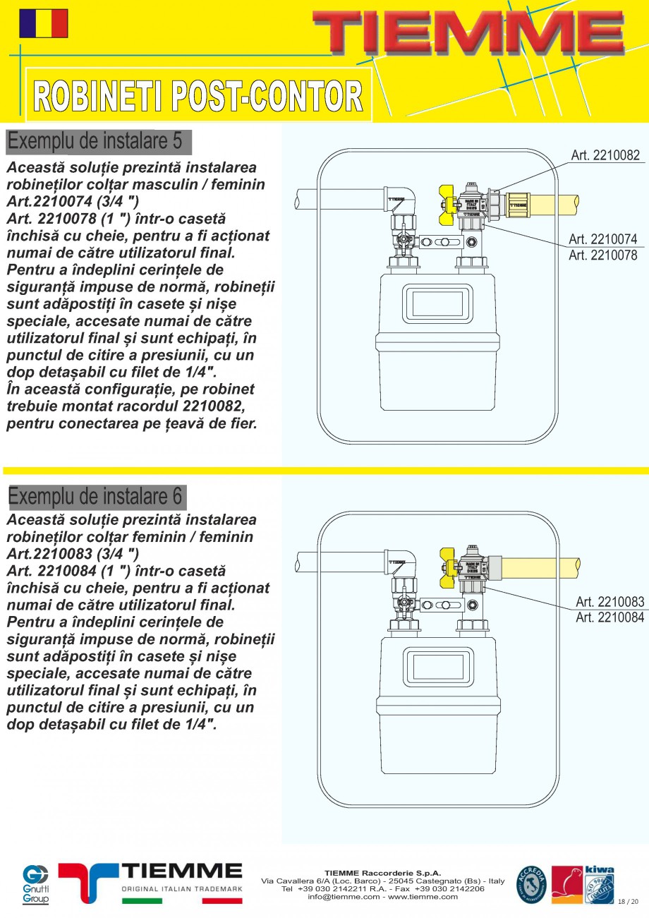 Pagina 18 - Robineti de gaz pentru instalare post-control TIEMME PCONT01, PCONT01SER, PCONT02, ...