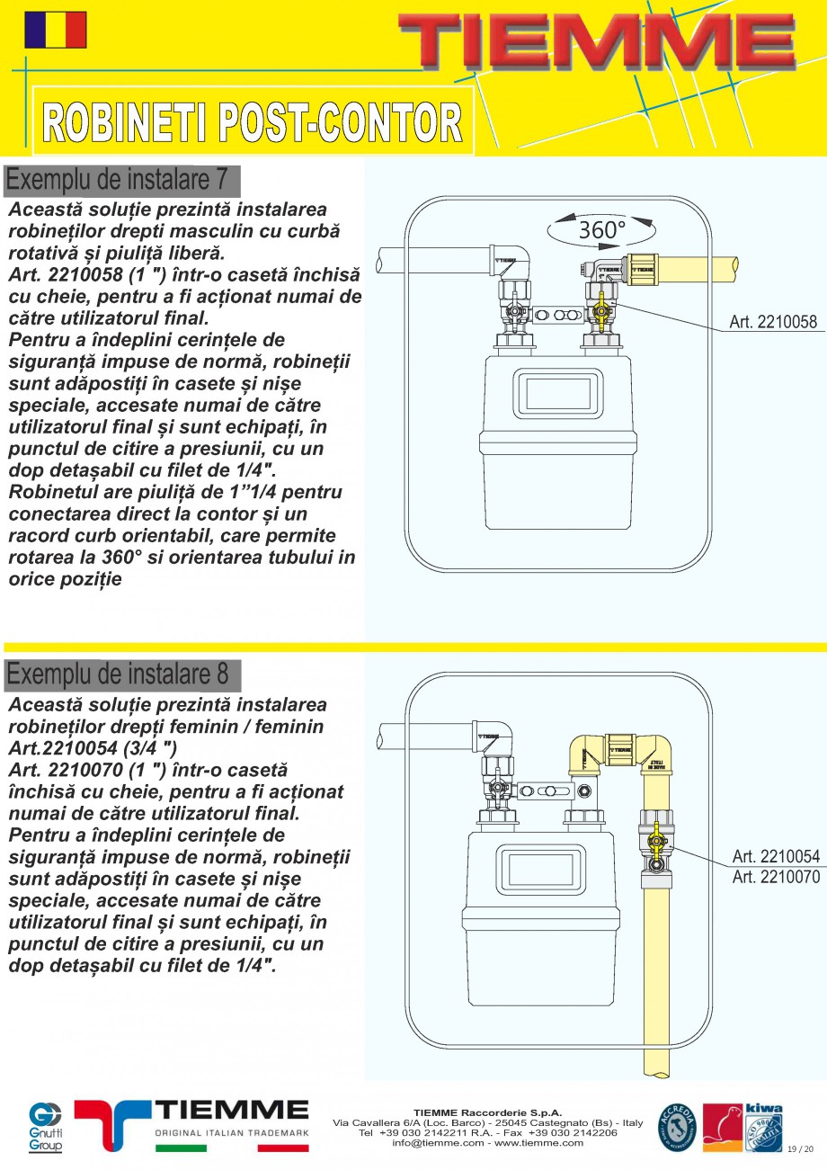 Pagina 19 - Robineti de gaz pentru instalare post-control TIEMME PCONT01, PCONT01SER, PCONT02, ...