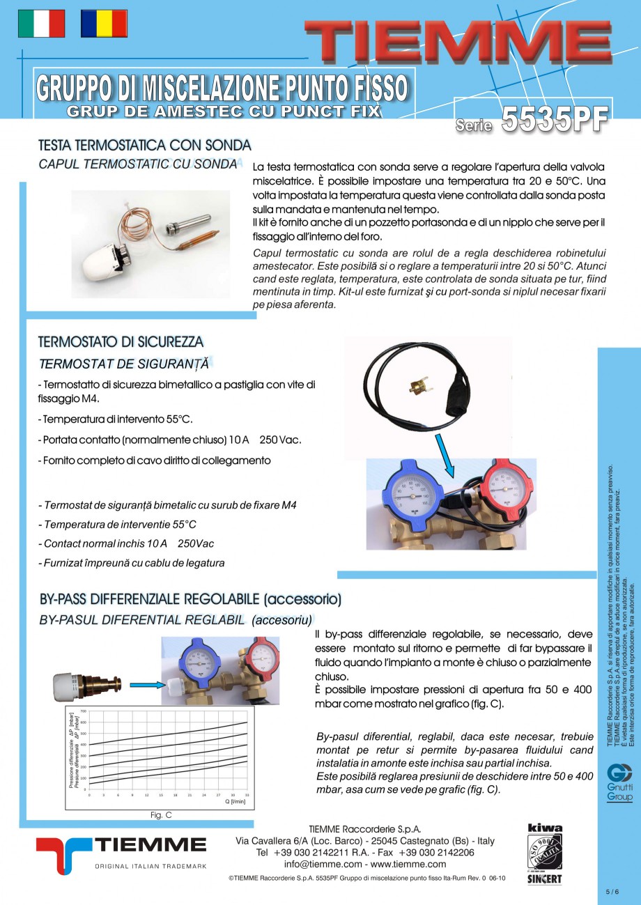 Pagina 5-Grup de amestec pentru sisteme de incalzire in pardoseala
 TIEMME Fisa tehnica Romana, Italiana...