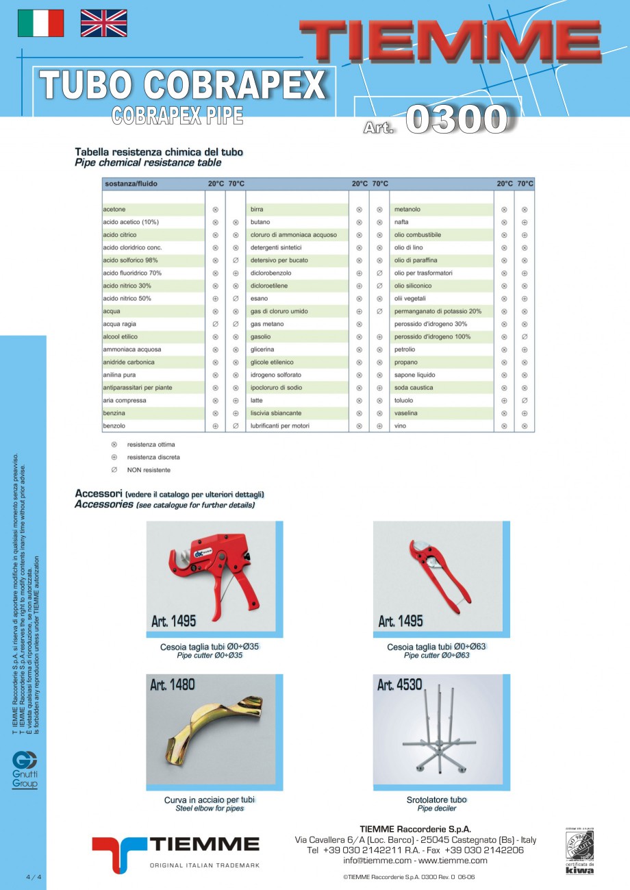 Pagina 4-Tuburi din polietilena reticulata cu silan si bariera antioxigen
 TIEMME Fisa tehnica Engleza,...