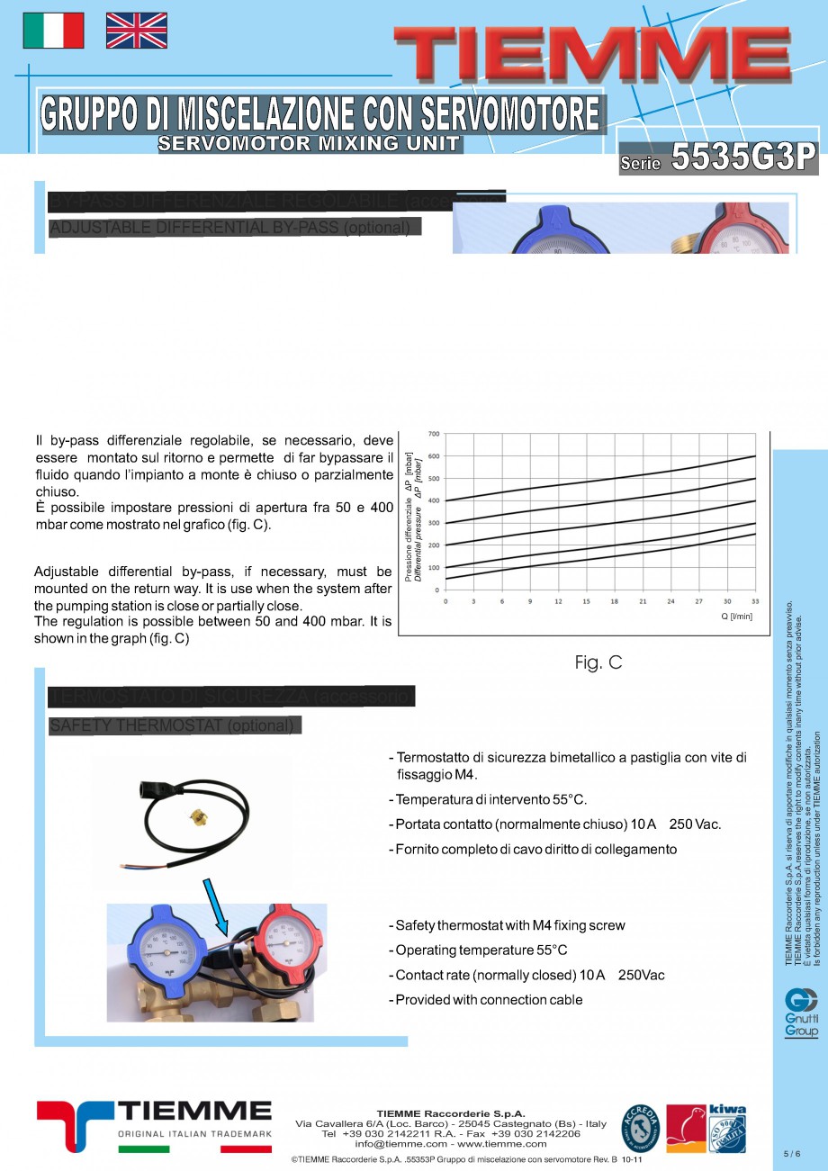 Pagina 5-Grup de amestec cu servomotor TIEMME 5535G3P Fisa tehnica Italiana, Engleza ervomotore, con...