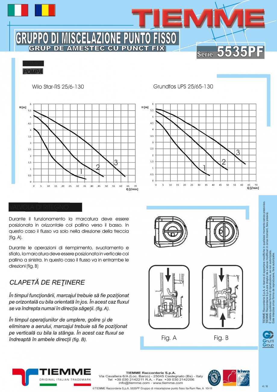 Pagina 4-Grup de amestec cu punct fix TIEMME 5535GPF Fisa tehnica Romana, Italiana con attacchi 1’’½ M...
