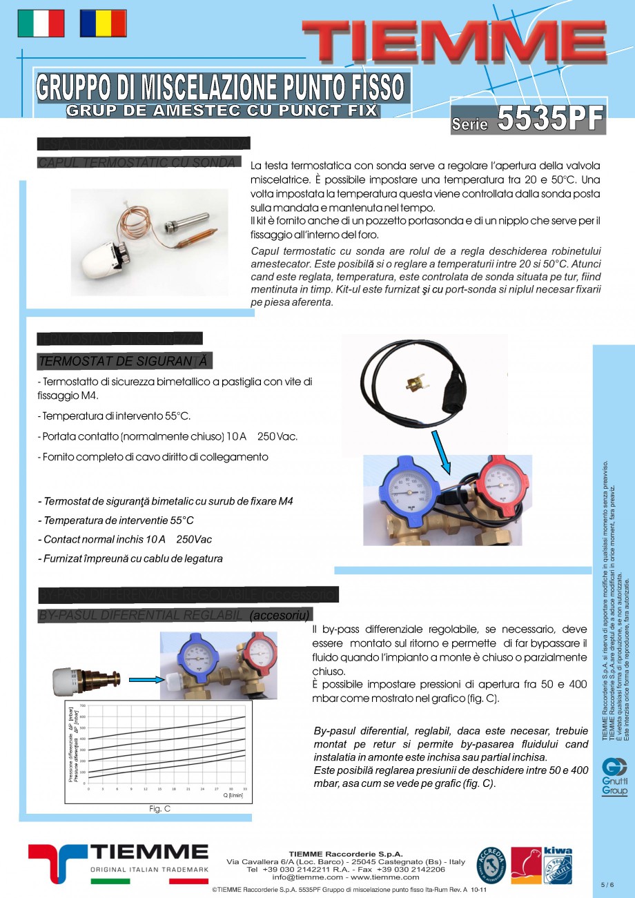 Pagina 5-Grup de amestec cu punct fix TIEMME 5535GPF Fisa tehnica Romana, Italiana fo@tiemme.com - www.tiemme...