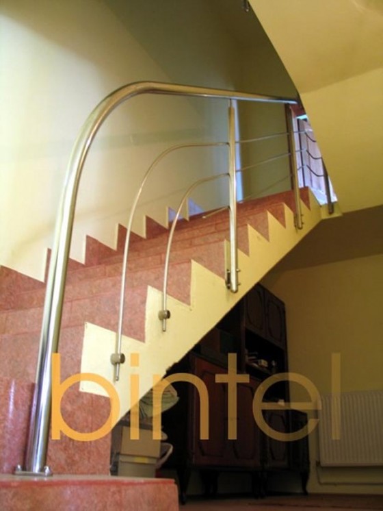 BINTEL Balustrada racordata - Balustrade din inox, otel, sticla si lemn BINTEL