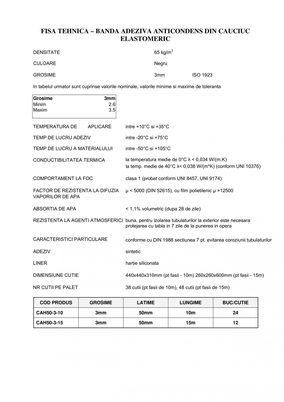 Pagina 1-Banda adeziva anticondens din cauciuc elastomeric BANDATECH Fisa tehnica Romana FISA TEHNICA –...