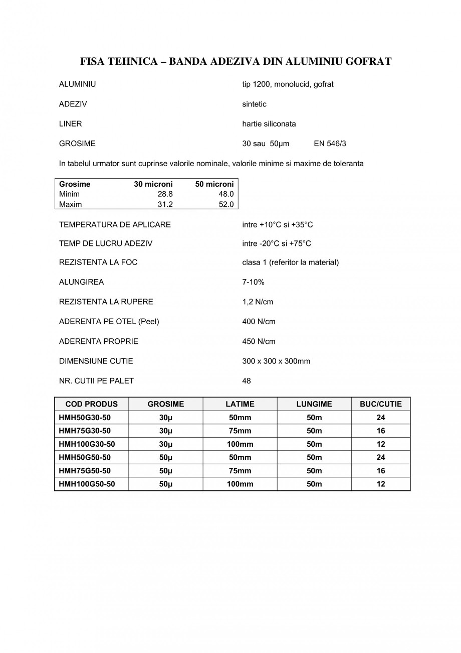 Pagina 1-Banda adeziva din aluminiu gofrat BANDATECH Banda aluminu gofrat Fisa tehnica Romana FISA TEHNICA...
