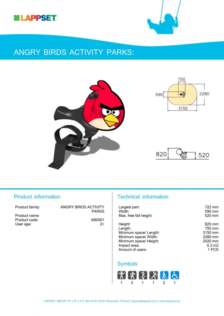 Pagina 1-Echipament de joaca pentru copii - AB0001 LAPPSET ANGRY BIRDS Fisa tehnica Engleza 