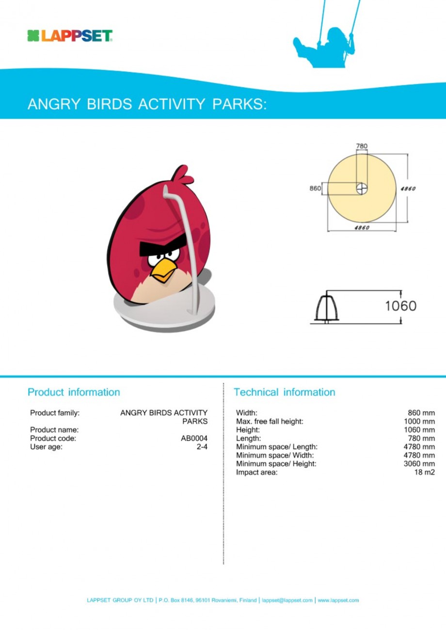 Pagina 1-Echipament de joaca pentru copii - AB0004 LAPPSET ANGRY BIRDS Fisa tehnica Engleza 