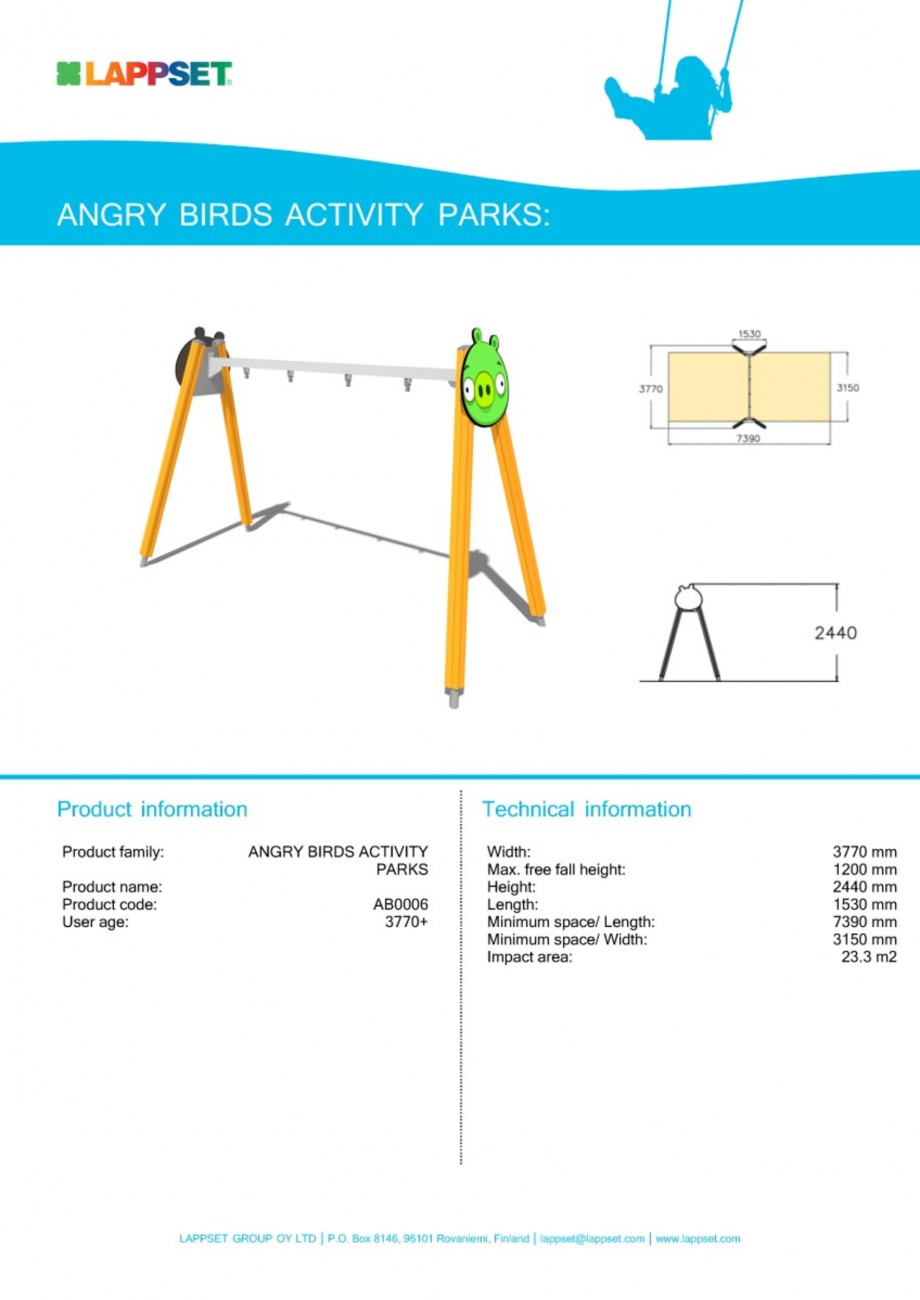 Pagina 1-Echipament de joaca pentru copii - AB006 LAPPSET ANGRY BIRDS Fisa tehnica Engleza 