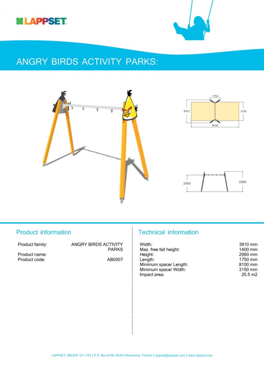 Pagina 1-Echipament de joaca pentru copii - AB0007 LAPPSET ANGRY BIRDS Fisa tehnica Engleza 