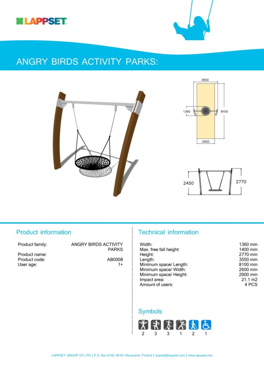 Pagina 1-Echipament de joaca pentru copii - AB0008 LAPPSET ANGRY BIRDS Fisa tehnica Engleza 
