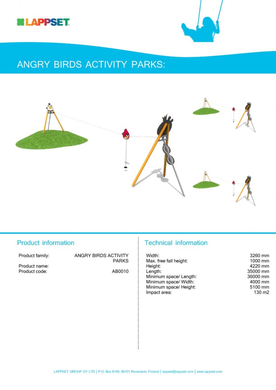 Pagina 1-Echipament de joaca pentru copii - AB0010 LAPPSET ANGRY BIRDS Fisa tehnica Engleza 
