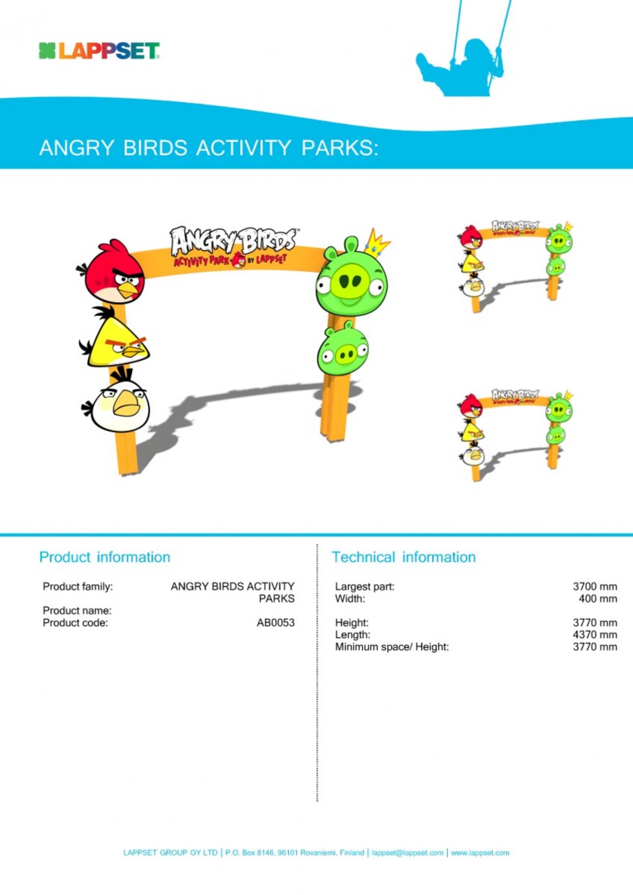 Pagina 1-Echipament de joaca pentru copii - AB0053 LAPPSET ANGRY BIRDS Fisa tehnica Engleza 