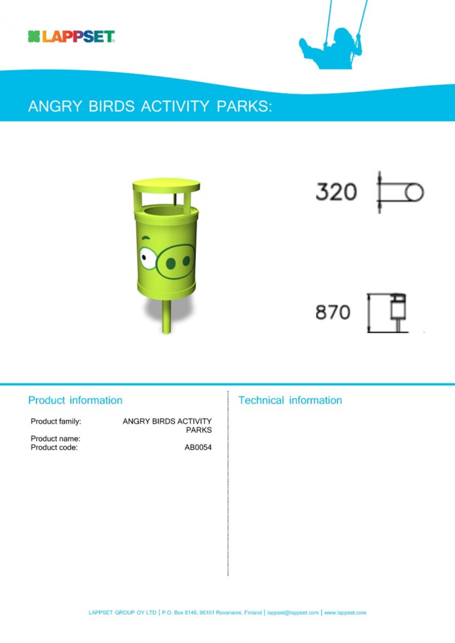 Pagina 1 - Echipament de joaca pentru copii - AB0054 LAPPSET ANGRY BIRDS Fisa tehnica Engleza 