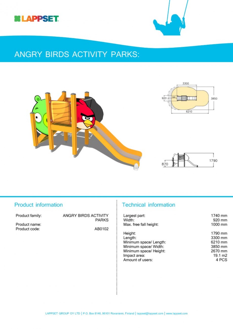 Pagina 1-Echipament de joaca pentru copii - AB0102 LAPPSET ANGRY BIRDS Fisa tehnica Engleza 