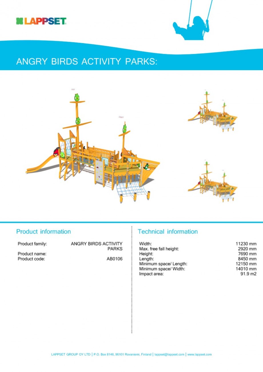 Pagina 1-Echipament de joaca pentru copii - AB0106 LAPPSET ANGRY BIRDS Fisa tehnica Engleza 