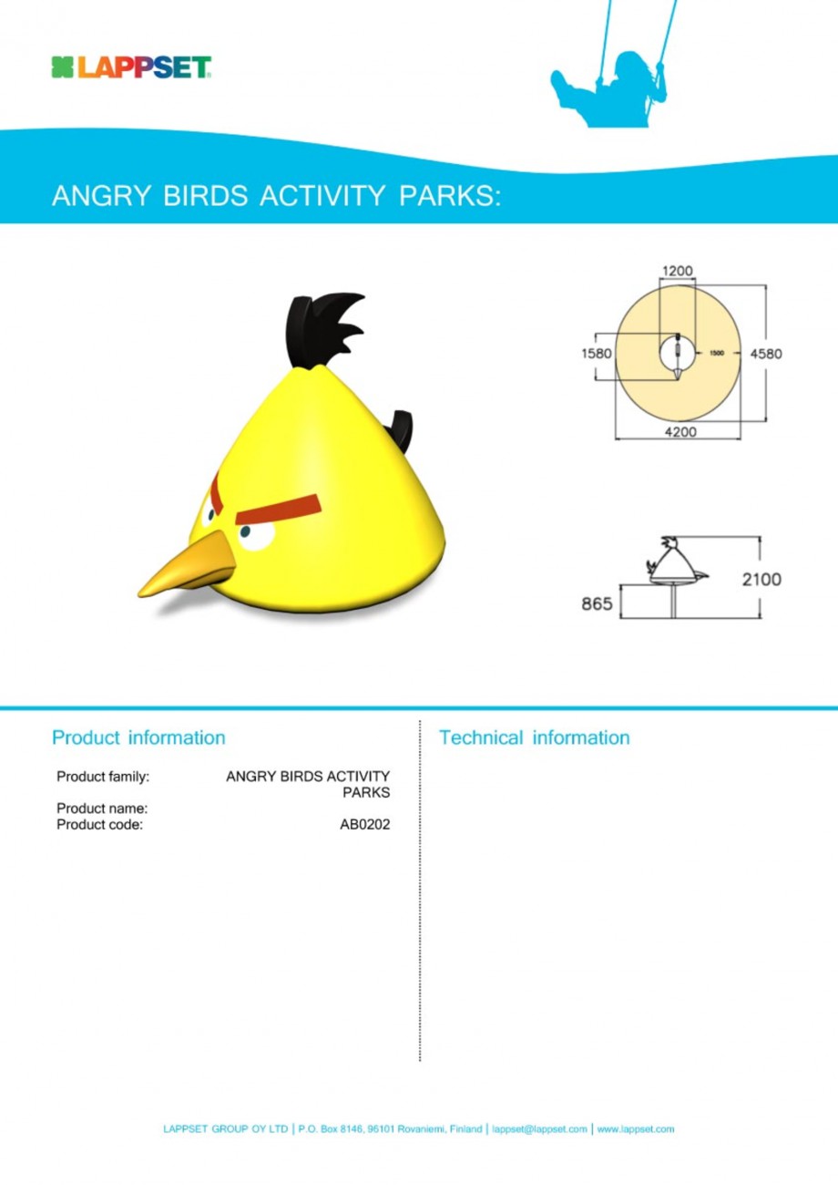 Pagina 1-Echipament de joaca pentru copii - AB0202 LAPPSET ANGRY BIRDS Fisa tehnica Engleza 