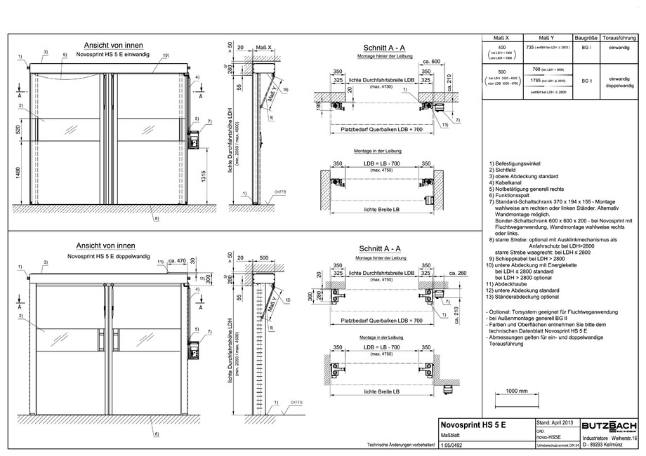 Pagina 1-CAD-PDF Porti industriale rapide BUTZBACH Detaliu de montaj Novosprint Syncro 