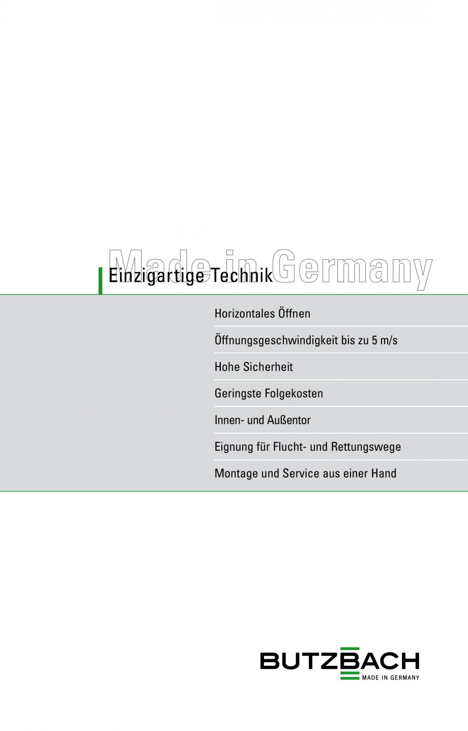 Pagina 3-Porti industriale rapide BUTZBACH Novosprint Syncro Catalog, brosura Germana truktion, den minimalen...