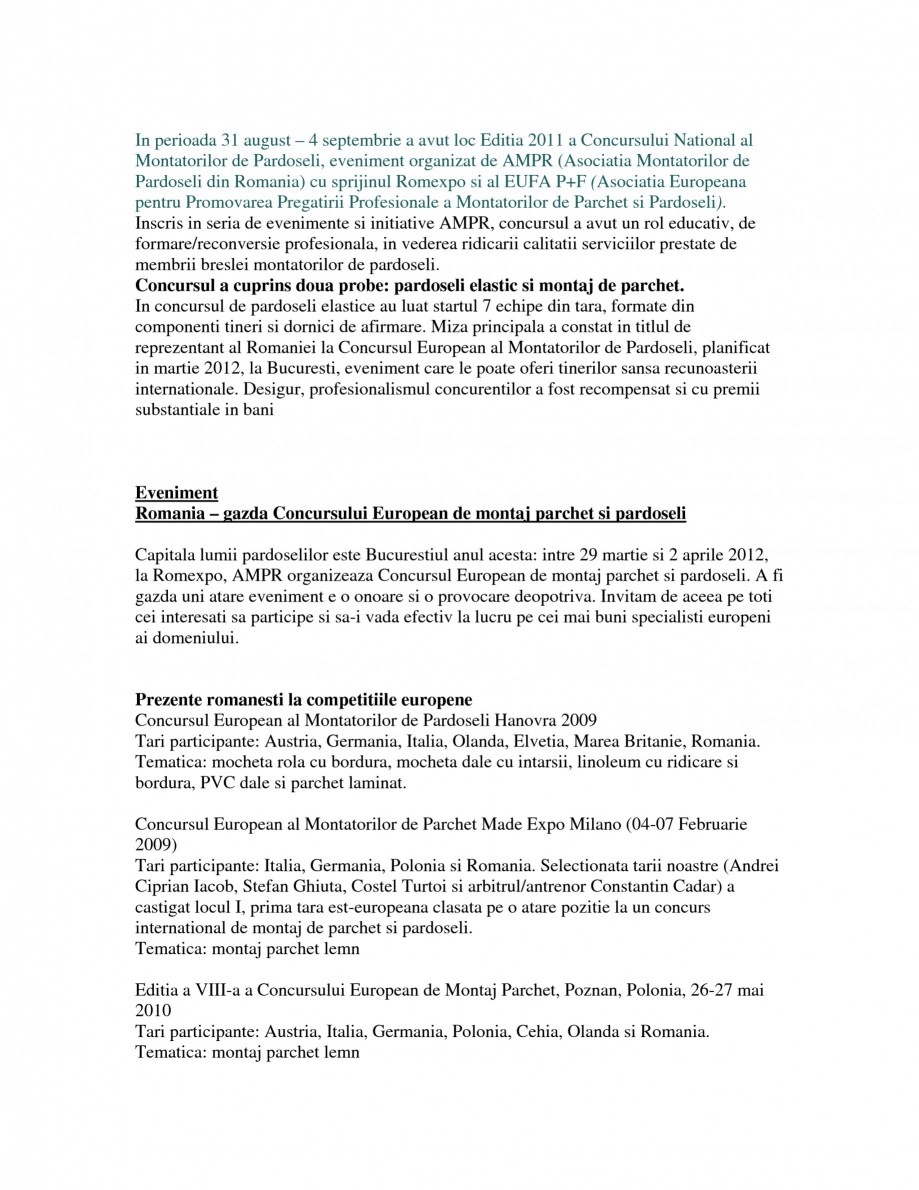Pagina 3-AMPR - Concursuri, organizare si participare  Catalog, brosura Romana anta a Romaniei la Concursul...