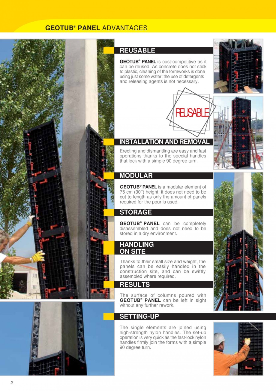 Pagina 2 - Cofraj modular refolosibil pentru coloane patrate sau dreptunghiulare GEOPLAST GEOTUB...