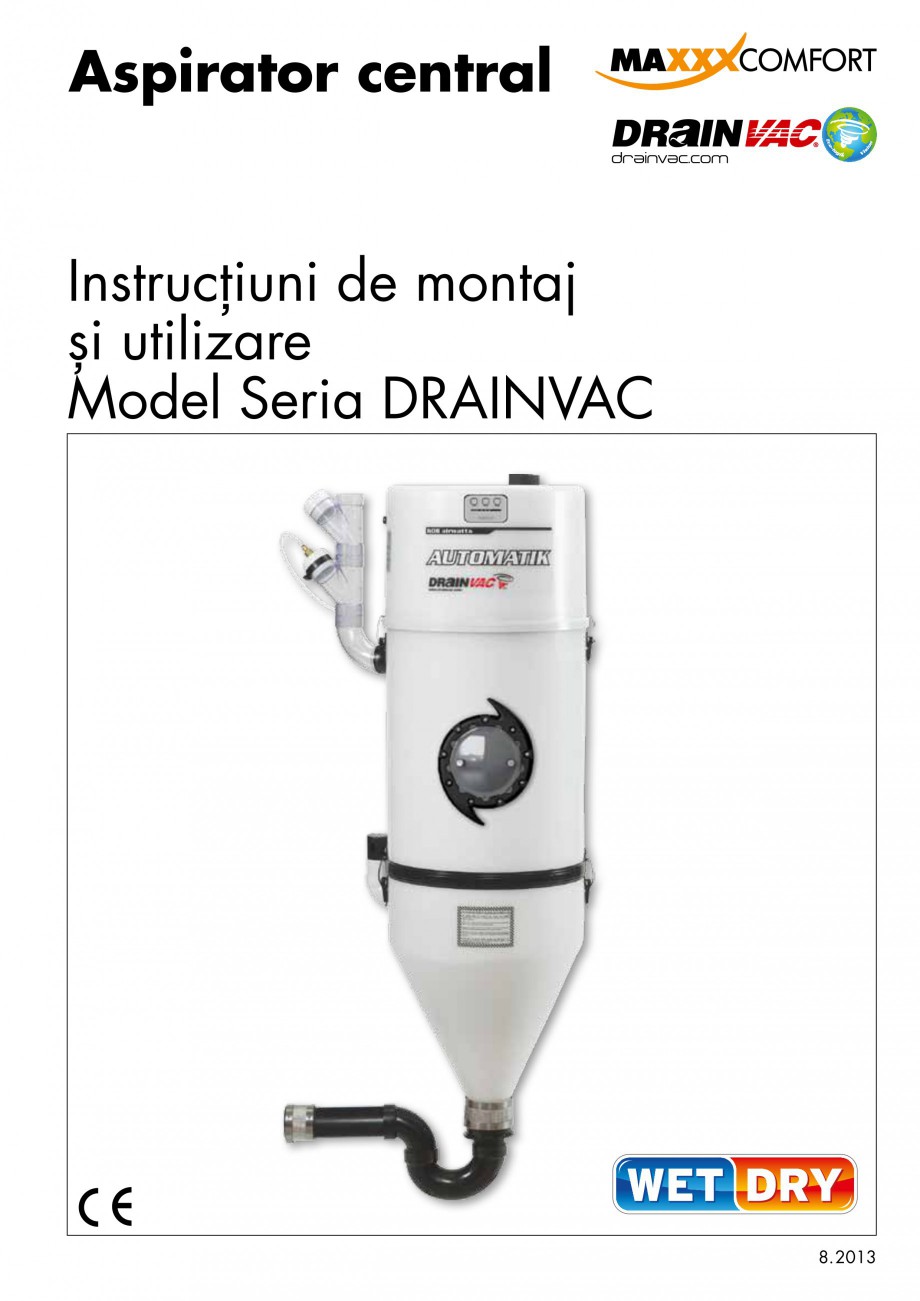Pagina 1-Aspirator central de praf rezidential DRAINVAC AUTOMATIK Instructiuni montaj, utilizare Romana...