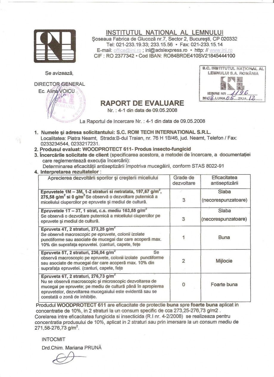 Tratament Pentru Lemn Raport Evaluare Impotriva Mucegaiului