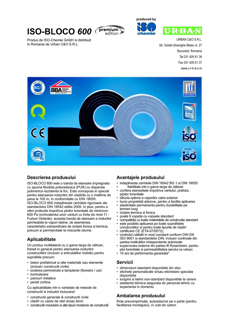 Pagina 1-Banda de etansare impregnata cu spuma flexibila poliuretanica (PUR) cu dispersie polimerica...