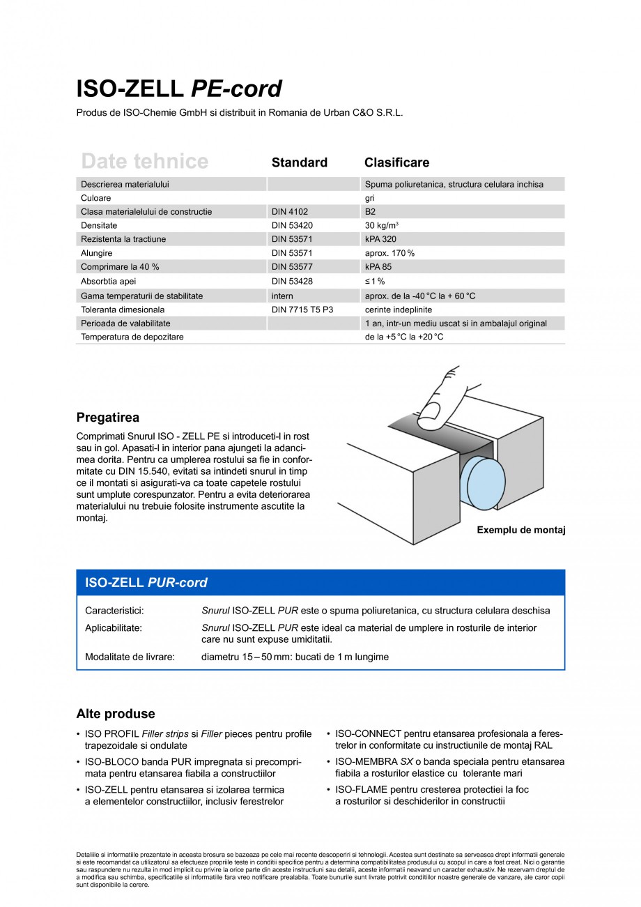 Pagina 2-Material de etansare rotund pentru umplerea rosturilor de dilatatie ISO Chemie ISO-ZELL PE-Cord Fisa...