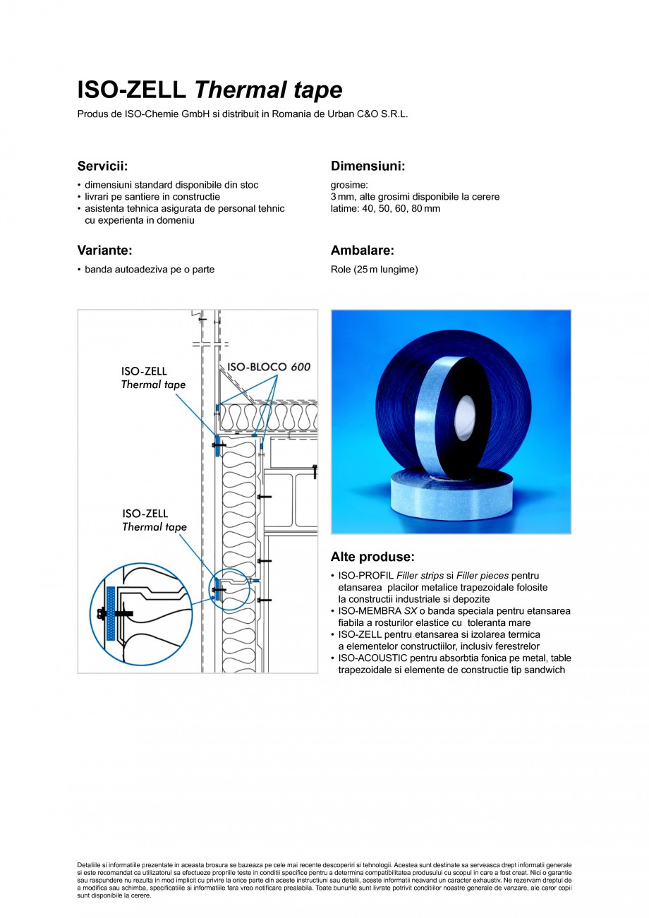 Pagina 2-Banda din spuma PE sau PP, autoadeziva pe o parte ISO Chemie ISO-ZELL Thermal tape Fisa tehnica...