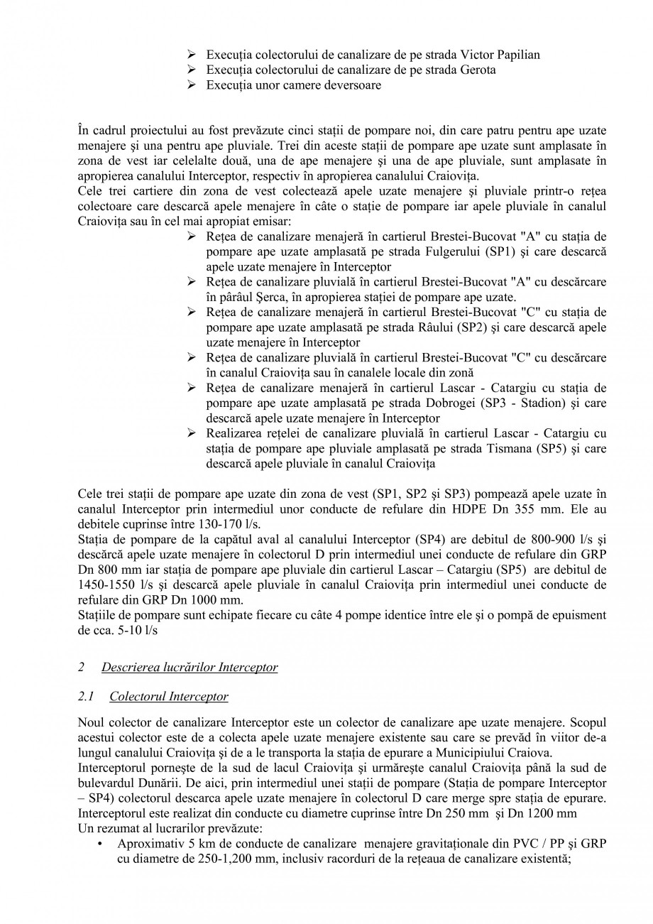 Pagina 2-Alimentare cu apa si canalizare - Prezentare ISPA Craiova PIF 2009  Lucrari, proiecte Romana pale:...