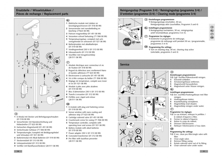 Pagina 5-Baterie cu senzor electronic pentru lavoar SCHELL CELIS E Tip HD-K, CELIS E Tip HD-M  Instructiuni...