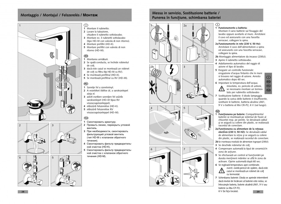Pagina 15-Baterie cu senzor electronic pentru lavoar SCHELL CELIS E Tip HD-K, CELIS E Tip HD-M  Instructiuni...